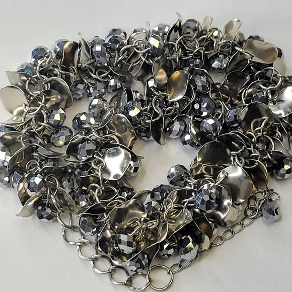 Silver Tone Choker Bib Necklace - Picture 14 of 15